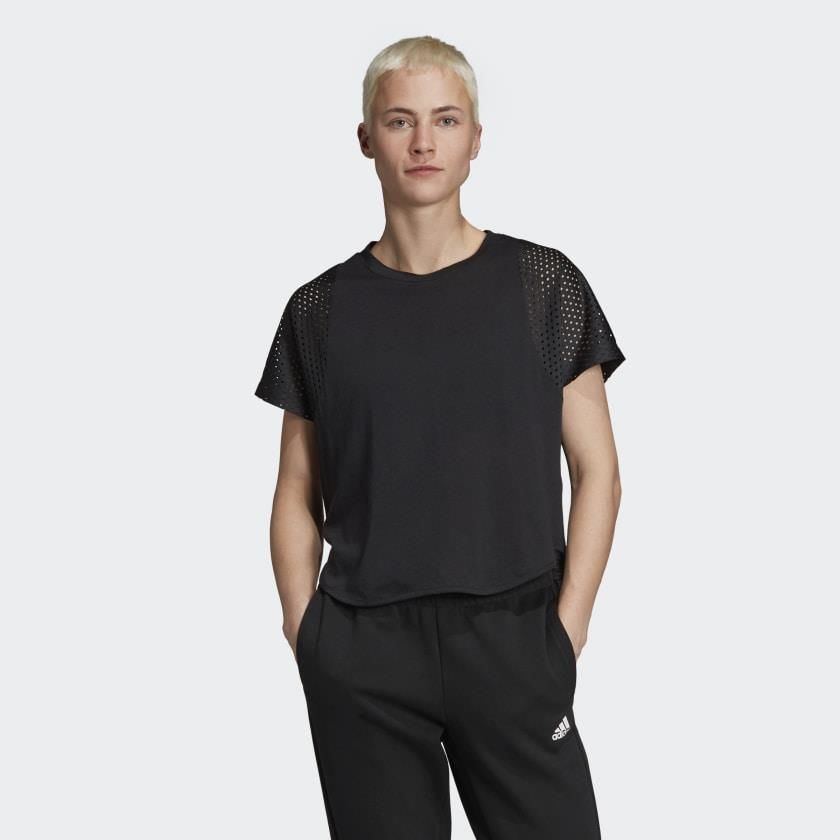 Adidas Siyah Kadın Günlük Tişört Dz8656 W id Mesh Tee
