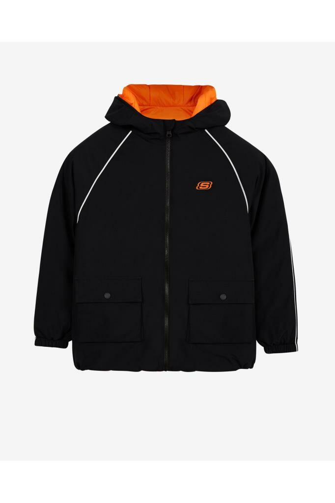 Skechers B Outerwear Reversible Coated Jacket Erkek Çocuk Siyah Mont Sk232025-001