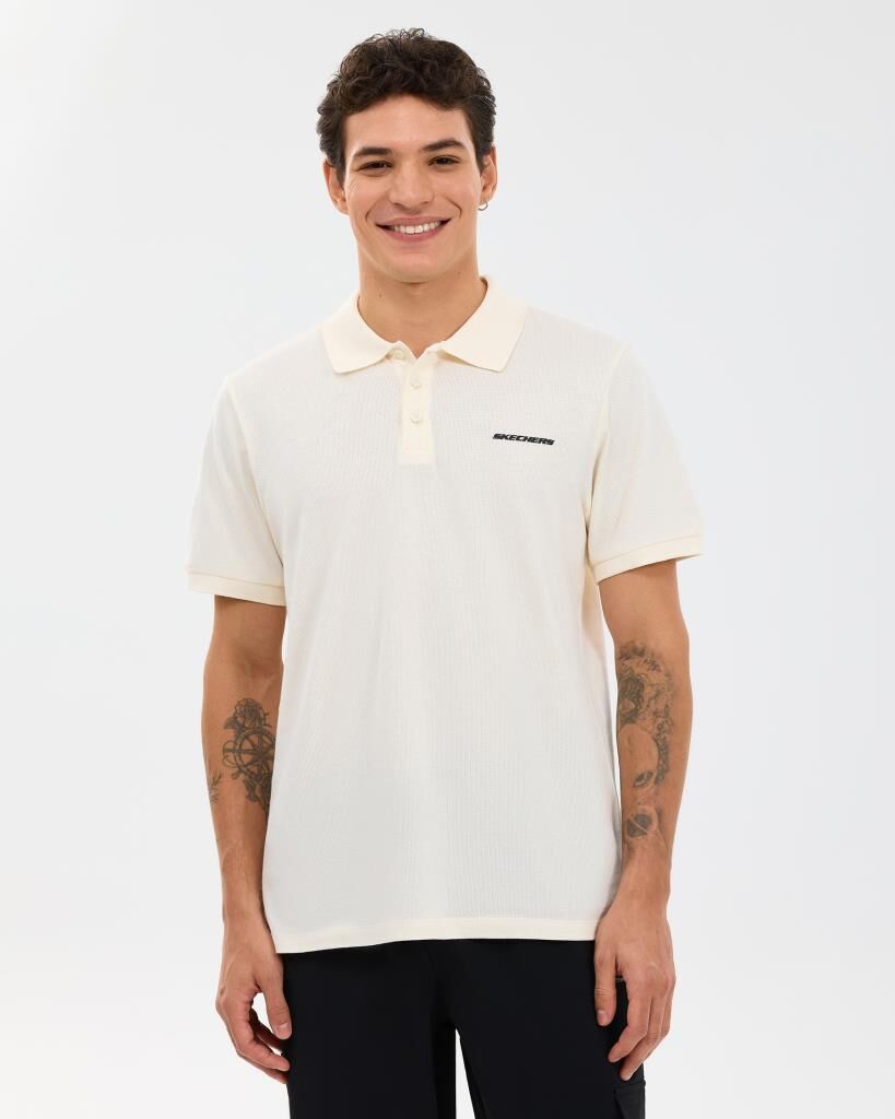 Skechers M Short Sleeve Polo Erkek Tişört Ekru S211800-1208