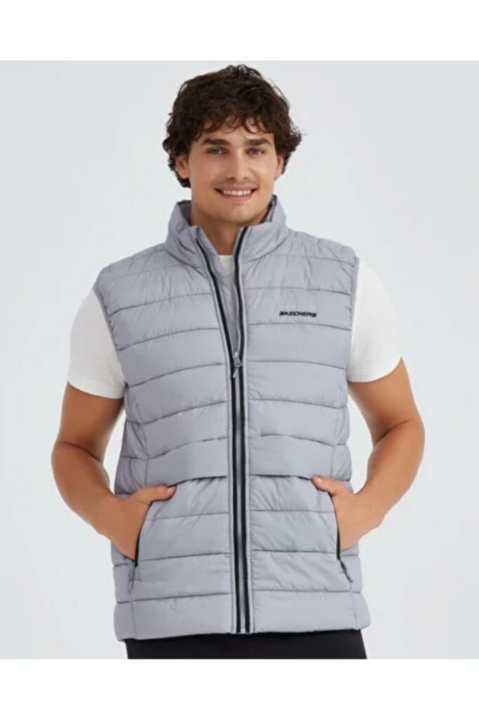 Skechers M Outerwear Padded Vest Erkek Gri Yelek S231241-035