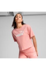 Puma ESS Cropped No. 1 Logo Kadın Tişört Pembe 68497218