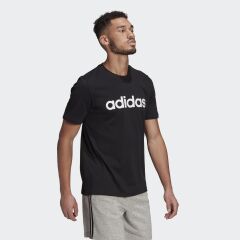 Adidas Essentials Embroidered Linear Logo Erkek Siyah Tişört GL0057