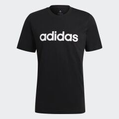 Adidas Essentials Embroidered Linear Logo Erkek Siyah Tişört GL0057