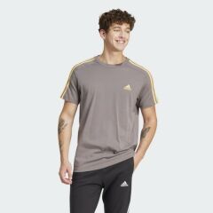 adidas 3 Stripes Single Jersey Erkek Tişört  Kahverengi IS1334