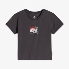 Converse Classic Kadın Slim Fit Baskılı Siyah T-Shirt - 10027383.010