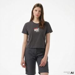 Converse Classic Kadın Slim Fit Baskılı Siyah T-Shirt - 10027383.010