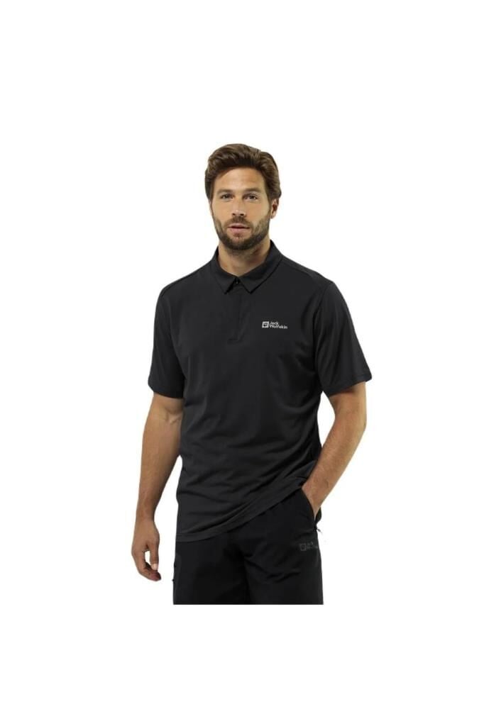 Jack Wolfskin Delgami Polo M Erkek Polo Yaka Tişört Siyah1809801TR-6000