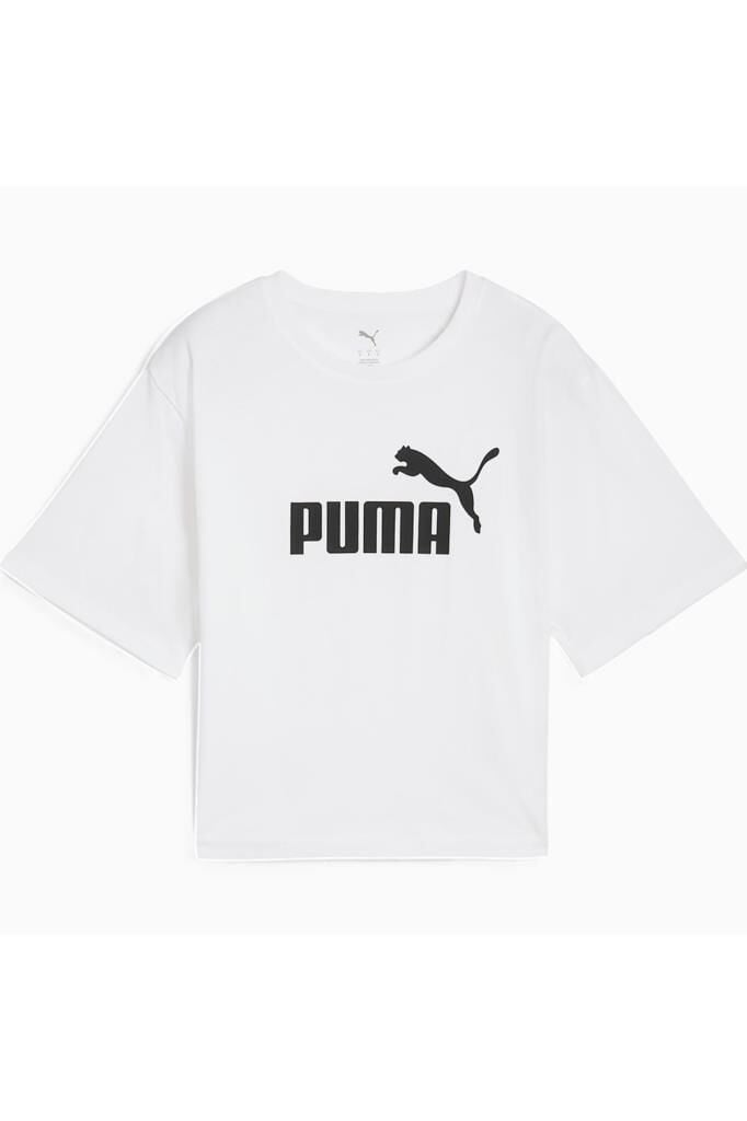 Puma ESS Cropped No. 1 Logo Tee Kadın Tişört Beyaz 68497202