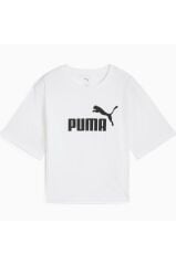 Puma ESS Cropped No. 1 Logo Tee Kadın Tişört Beyaz 68497202