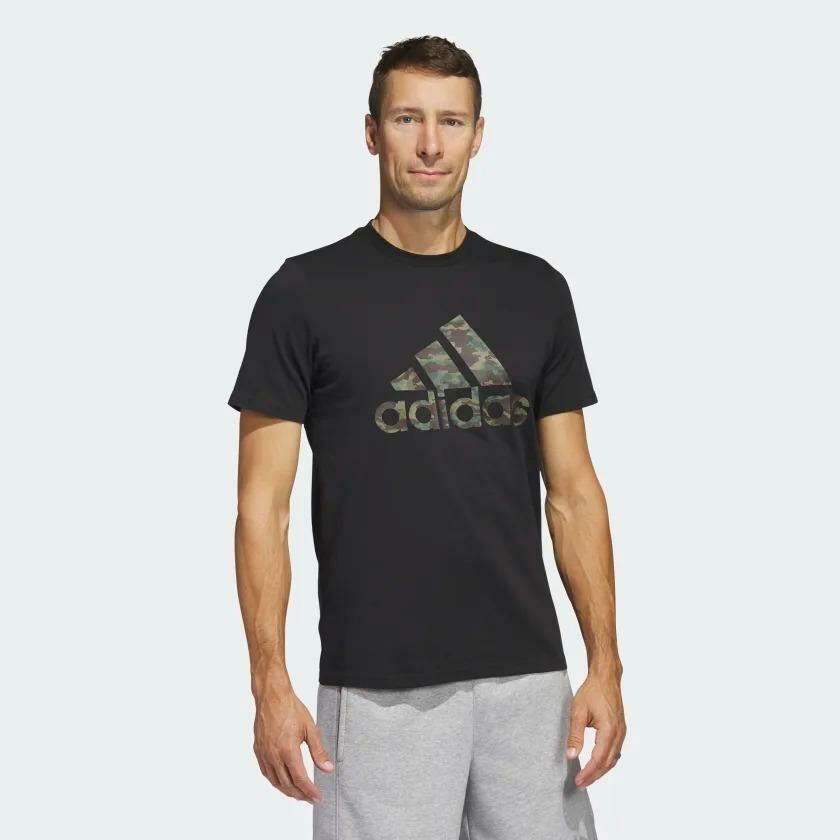 adidas Camo Short Sleeve Tişört - Siyah - HS3215