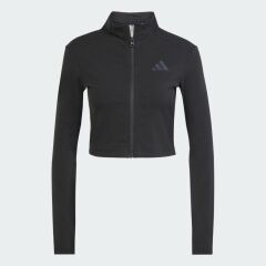 adidas W Lng Rib Ls Kadın Fitili Fermuarlı Sweatshirt Siyah JJ1226