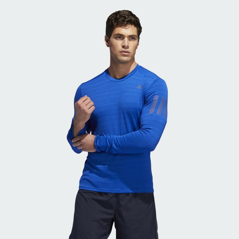 Adidas Erkek Uzun Kollu Koşu Tişörtü Spor Mavi Dw5829