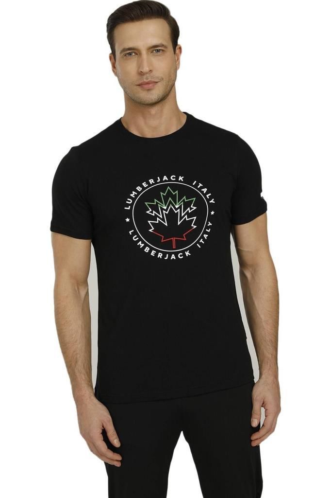 Lumberjack CT1045 Renato Logo Erkek Tişört Siyah