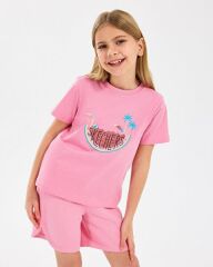 Skechers G Regular Fit Graphic Kız Çocuk Tişört Pembe SK2510132-610