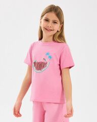 Skechers G Regular Fit Graphic Kız Çocuk Tişört Pembe SK2510132-610