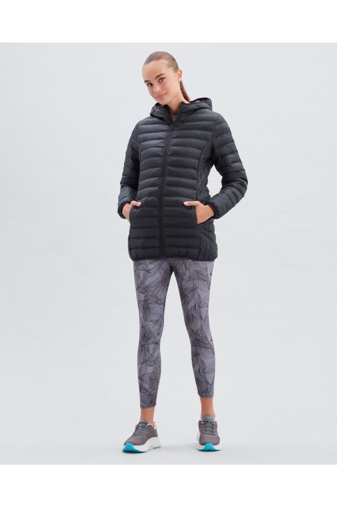 Skechers W Essential Midi Lenght Hooded Jacket Kadın Siyah Mont - S212276-001