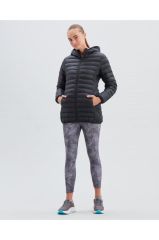 Skechers W Essential Midi Lenght Hooded Jacket Kadın Siyah Mont - S212276-001
