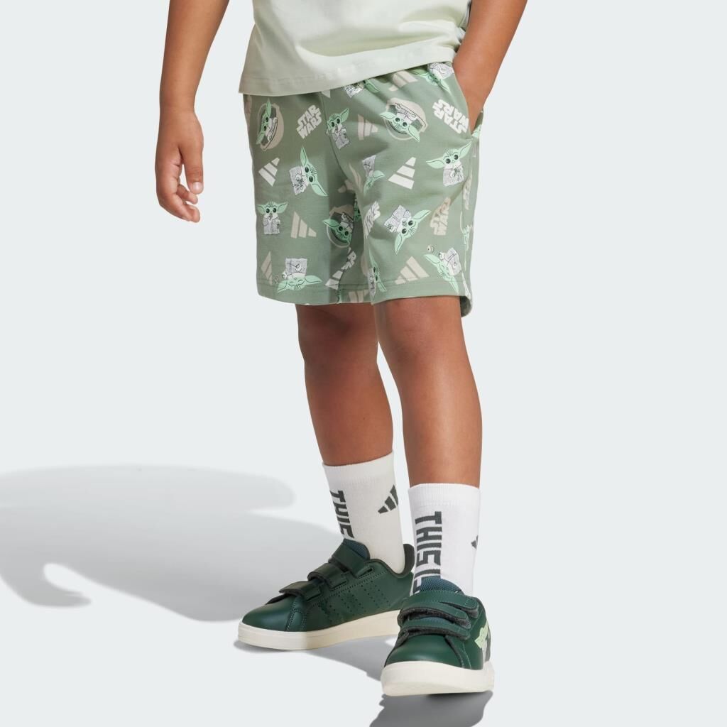 adidas X Star Wars The Mandalorian Tee Set Bebek Tişört- Şort Takımı Yeşil JF3648