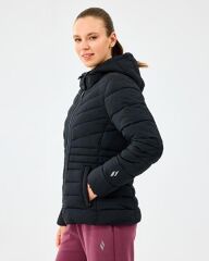Skechers W Fitted Hoodie Puffer Jacket Kadın Mont Siyah S2520203-3817
