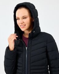 Skechers W Fitted Hoodie Puffer Jacket Kadın Mont Siyah S2520203-3817