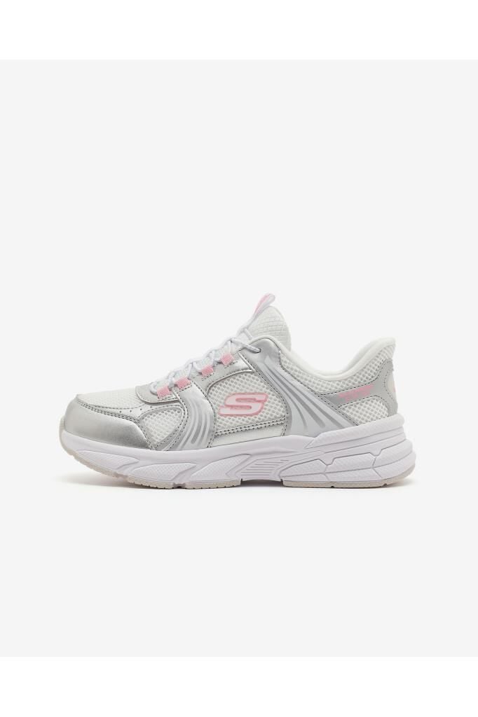 Skechers RETRO-GRAPH Büyük Kız Çocuk Beyaz/Gümüş/Pembe Spor Ayakkabı 319078L WSPK