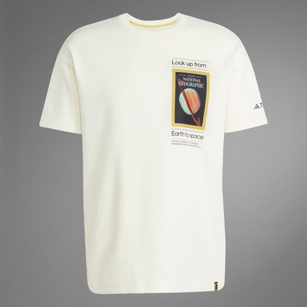 adidas Nat Geo Aeroready Graphic Tee Erkek Tişört Krem JD5962
