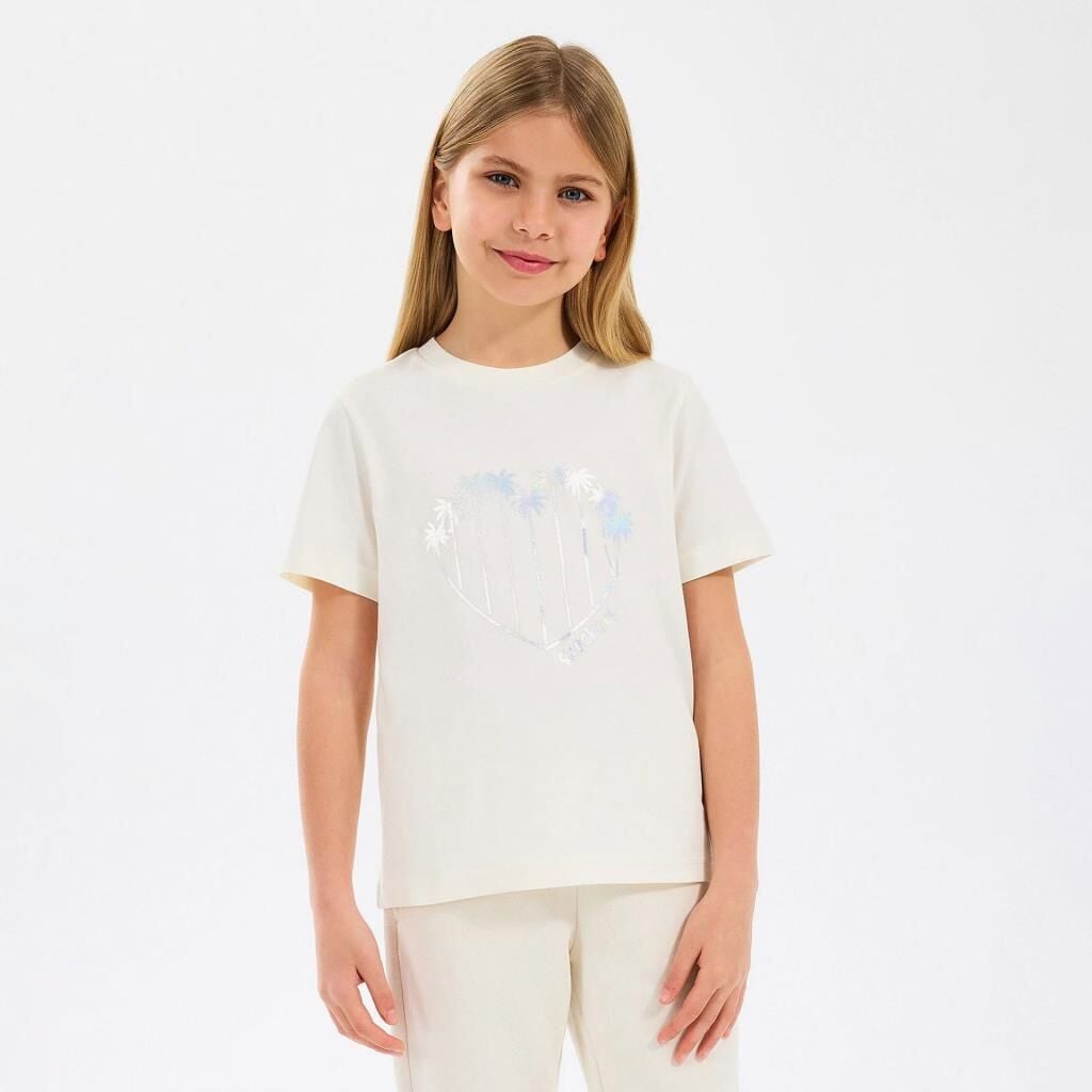 Skechers B Short Sleeve Regular Fit Kız Çocuk Tişört Beyaz SK2510102-102