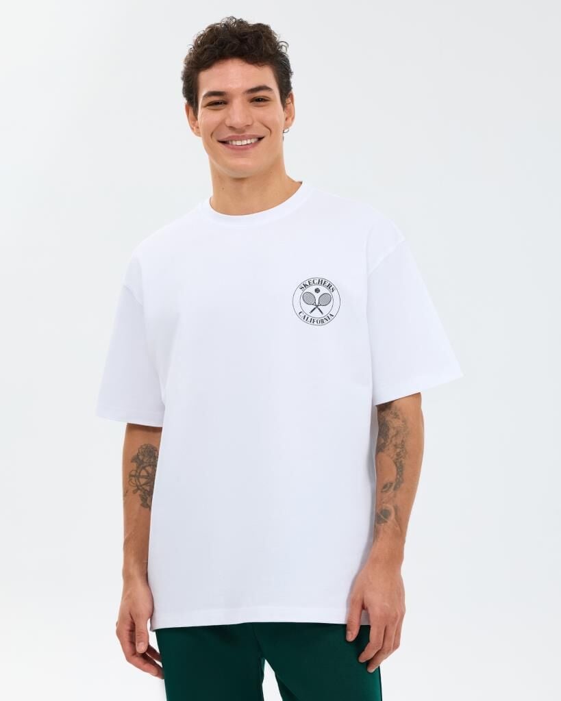 Skechers M Graphic Tee T-Shirt Erkek Tişört Beyaz S2610064-2325