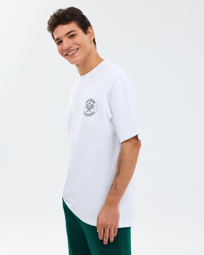 Skechers M Graphic Tee T-Shirt Erkek Tişört Beyaz S2610064-2325