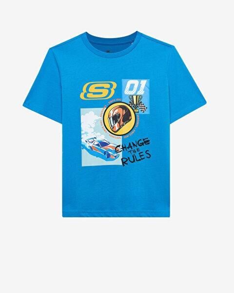 Skechers B Regular Fit Graphic Erkek Çocuk Tişört Mavi SK2510113-315