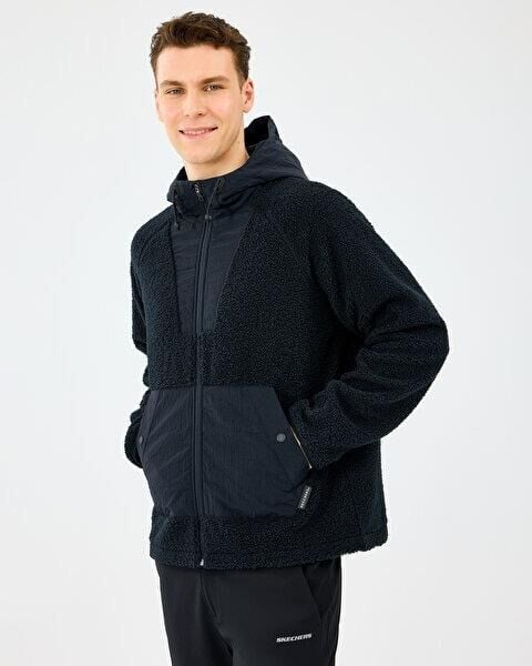 Skechers M Comfort Hoodie Sherpa Jacket Erkek Ceket Siyah S2520131-3817