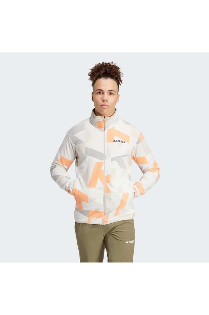 adidas Terrex Multi Printed Full-Zip Fleece Erkek Sweatshirt Gri IZ3344