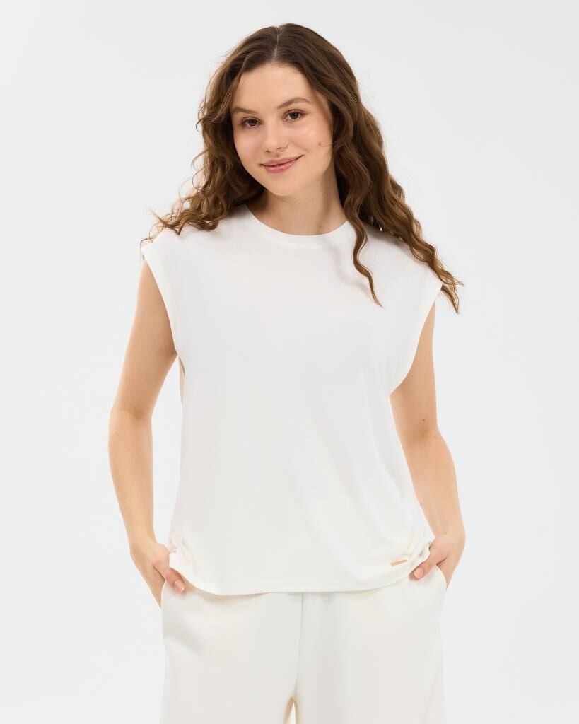 Skechers W Soft Touch Loose Fit T-Shirt S2610047-3855 Beyaz Tişört