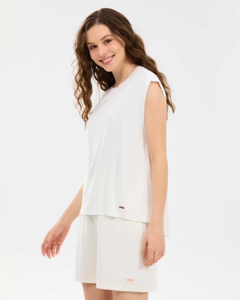 Skechers W Soft Touch Loose Fit T-Shirt S2610047-3855 Beyaz Tişört