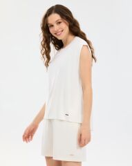 Skechers W Soft Touch Loose Fit T-Shirt S2610047-3855 Beyaz Tişört